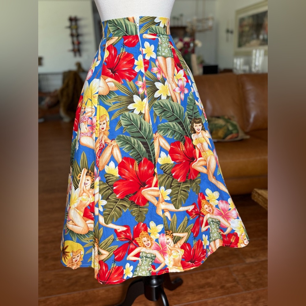 🌺 Miss Happ Rockabilly Pinup Hawaiian Circle Skirt - Picture 2 of 7